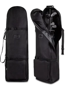 Waterproof Portable Foldable Nylon Golf Travel Bag with Zipper Closure and Wheels for Golf Clubs