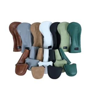 Waterproof Portable PU Leather Golf Headcover Magnetic Closure Logo Pattern
