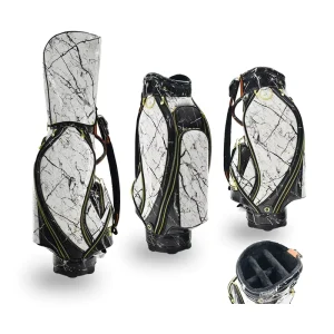 Waterproof Pu Leather Golf Bags with 5 Dividers Light Weight Marble Grain Golf Caddy Bag