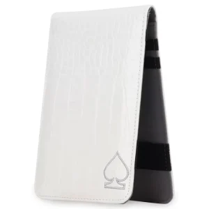 White Crocodile PU Leather Golf Scorecard Holder Yardage Book Cover with Pencil Loop Scorecard and Holder