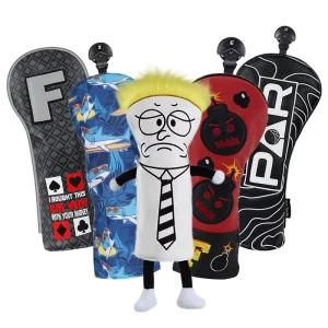 White Quilted Golf Head Cover and Red Golf Club Head Covers, Soft PU Leather