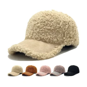 Winter Warm Faux Shearling Baseball Hat Cozy Teddy Fleece Sherpa Fluffy Cap Outdoor Travel Casual Hip Hop Streetwear for Women