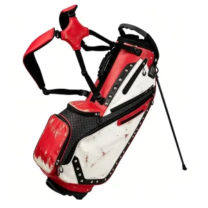 Women’s Golf Bag, White and Red, Lightweight, Waterproof Nylon
