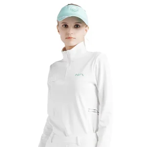 Women’s Golf Polo Shirt Quality Long Sleeve White Color Golf Team Uniform Apparel Zip Golf Shirt