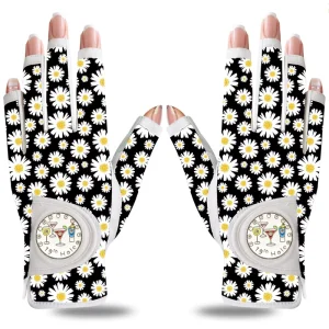 Women’s Half Finger Leather Golf Gloves Custom Logo Breathable with Ball Marker