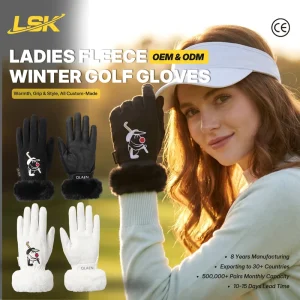 Women’s Thermal Fur Cuff Golfing Gloves Plush Lined Cartoon Character Art Frost Guard Country Club Apparel Gear
