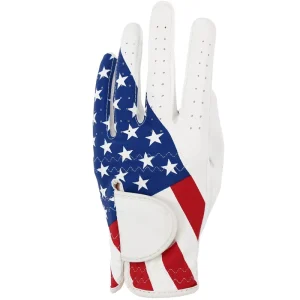 Women’s USA Flag PU Leather Breathable Customized Golf Sports Gloves for Outdoor Use