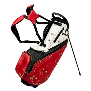 Women’s White and Red Lightweight Waterproof Nylon Golf Bag