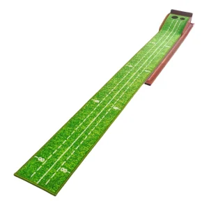 Wood Golf Putting Green Mat with Ball Return for Indoor Practice