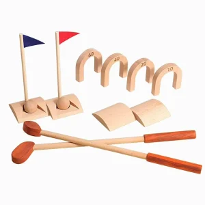 Wooden Indoor Golf Set Children’s Simulation Golf Outdoor Parent child Interactive Fitness Sports Toy Putter Kit for Kids