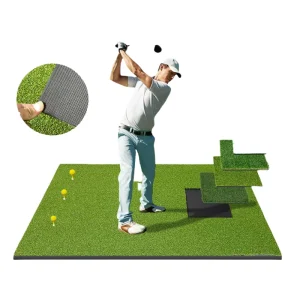 YGT 1515B 4 in 1 Golf Swing Mat 5x4ft Thickened 4 Interchangeable Inserts Practice Driving Chipping Training Aid