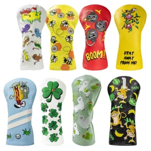 YOPRAL GOLF HEADCOVER High Quality PU Leather Water Resistant Cartoon Pattern Elastic Band Custom Golf Club 460CC Driver