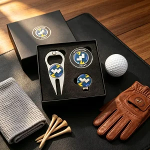 Zinc Alloy Custom Metal Bent Golf Divot Repair Tool With Marker Level Ball Maker Gift Set Blank Hammered Edge Black
